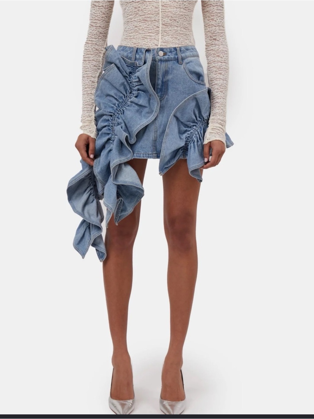 Aknvas Denim Ruffled Skirt Size 2
